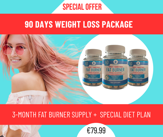 SPECIAL OFFER 90 days WEIGHT LOSS PACKAGE Fat Burner PREMIUM EDITION 3-Month Supply + Special Diet Plan